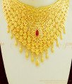 NLC611 - Real Gold Color High Quality Flower Design Gold Forming Choker Necklace with Earring Bridal Jewellery 