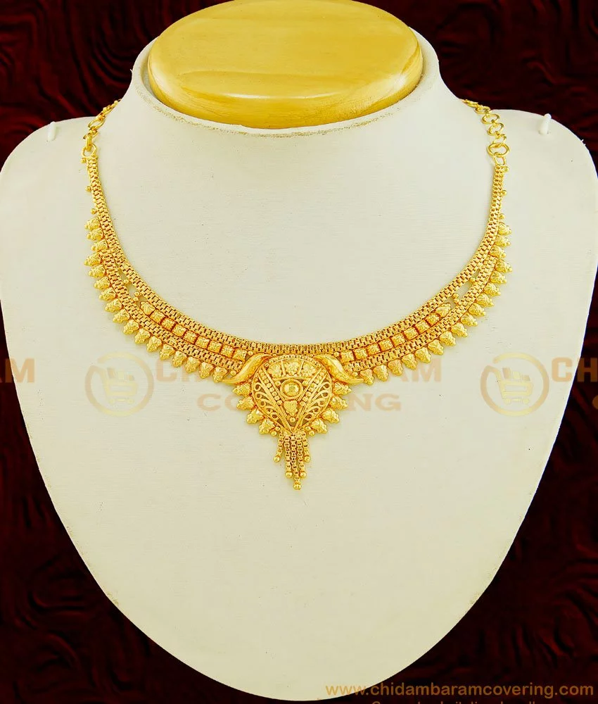 Buy 1 Gram Gold Simple Gold Design Medium Size Necklace Design ...