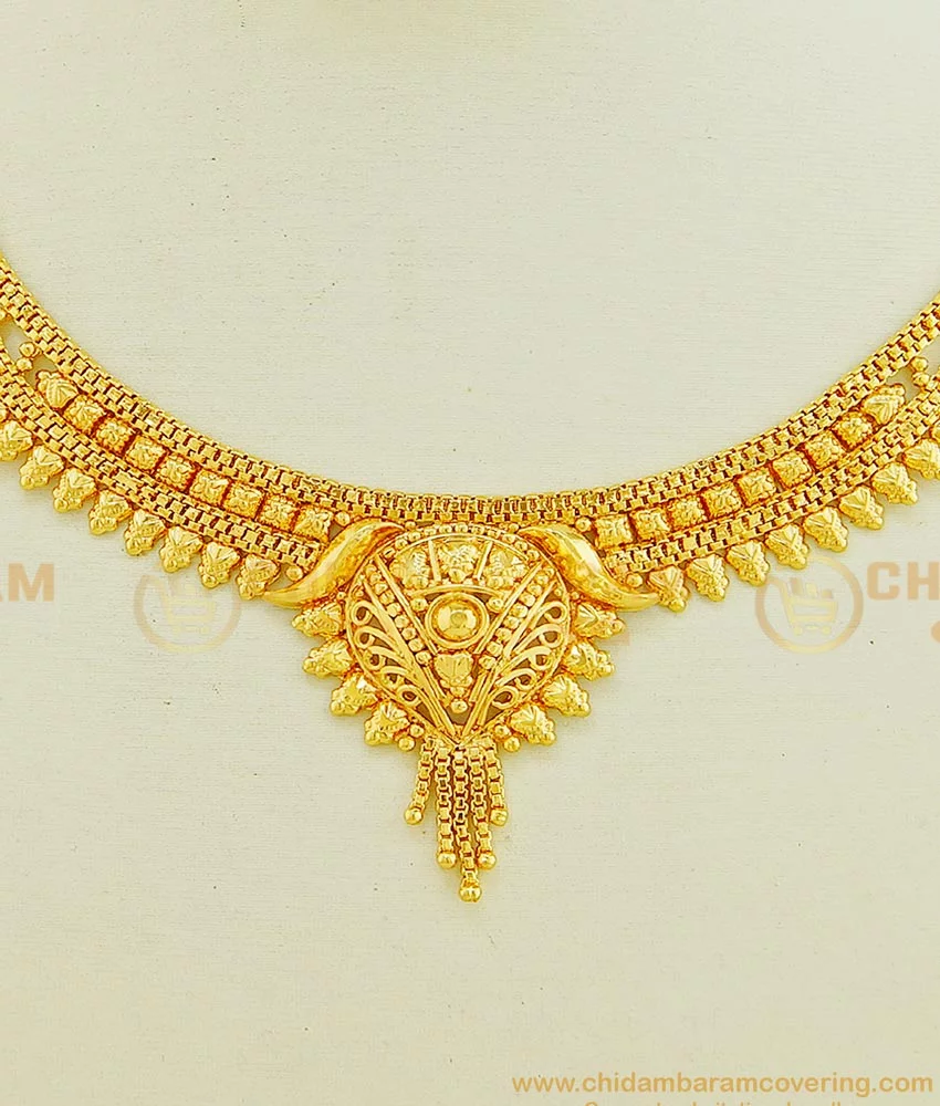 Buy 1 Gram Gold Simple Gold Design Medium Size Necklace Design ...