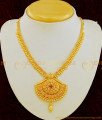 NLC639 - Bridal Wear Pure Gold Plated Gold Design Ruby Stone Necklace Buy Online