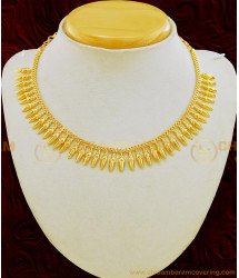 NLC648 - Kerala Necklace Latest Simple Gold Plated MullaPoo Necklace Design for Women