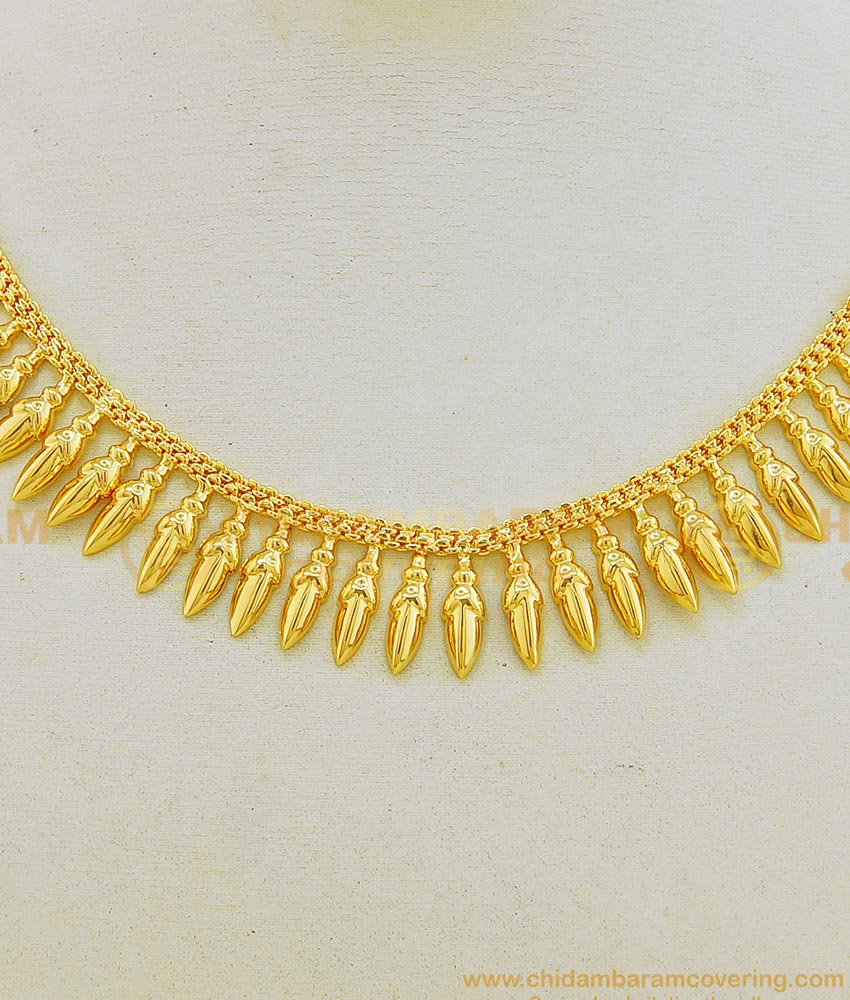 NLC648 - Kerala Necklace Latest Simple Gold Plated MullaPoo Necklace Design for Women
