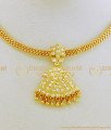 NLC654 - Impon Gold Design White Stone Thick Metal Plated Attigai Necklace for Women 