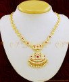 NLC662 - Latest Design Impon Attigai Necklace White and Pink Stone Gold Design Necklace Guaranteed Jewellery