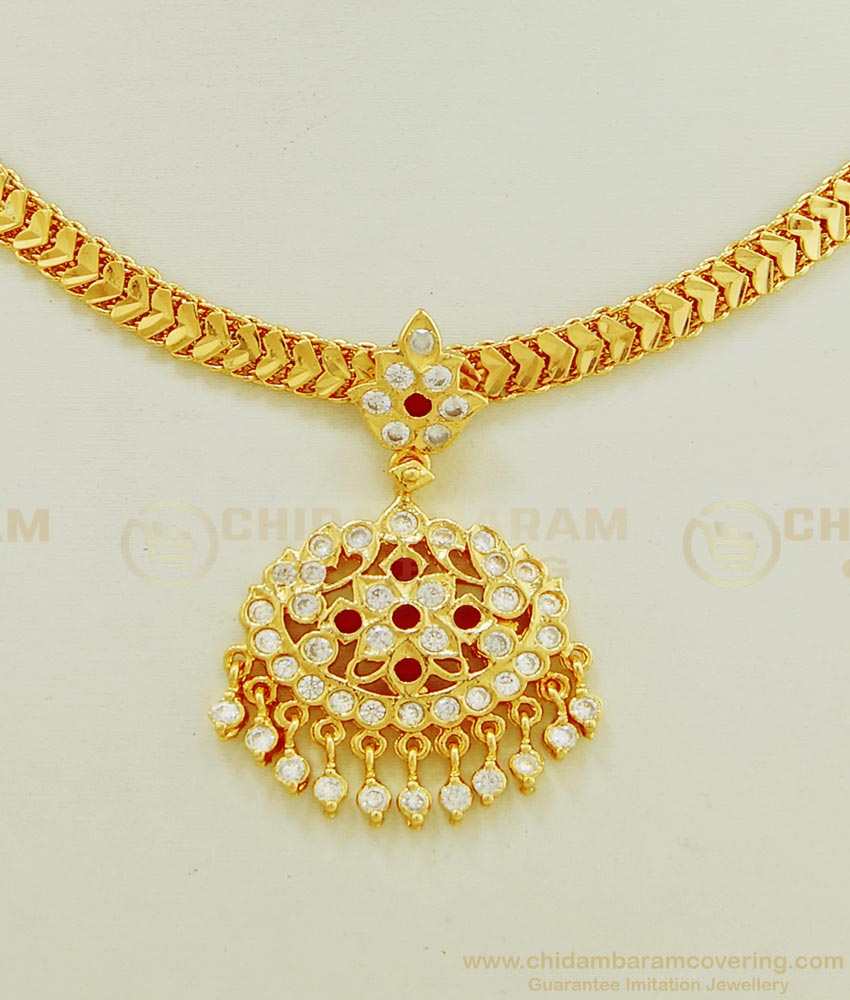 NLC665 - South Indian Jewellery Traditional Gold Design Impon Stone Attigai Buy Online Shopping