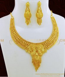 NLC668 - Latest Necklace Design Gold Tone Forming Gold Necklace with Earring Set Buy Online