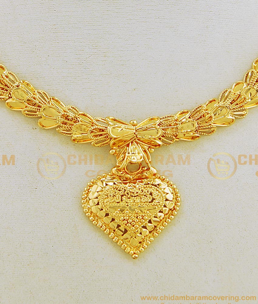 NLC673 - Beautiful Plain Necklace One Gram Gold Guaranteed Necklace for Women 