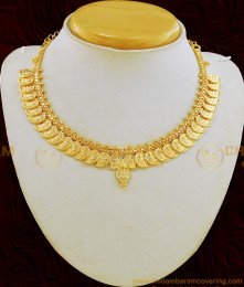 NLC675 - Latest Design Gold Plated Mango Shape Lakshmi Design Necklace Fashion Jewellery 