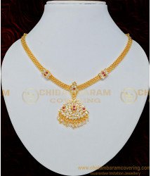 NLC685 - Chidambaram Covering Impon Attigai Necklace Design for Wedding 