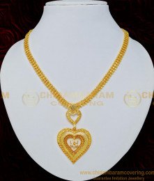 NLC705 - Buy One Gram Gold Guaranteed Necklace Heart Shape Dollar Stone Necklace for Women