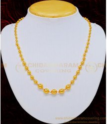 Nlc715 - Gold Plated Single Line Plain Shiny Gold Balls Necklace Gold Mani Mala for Ladies 