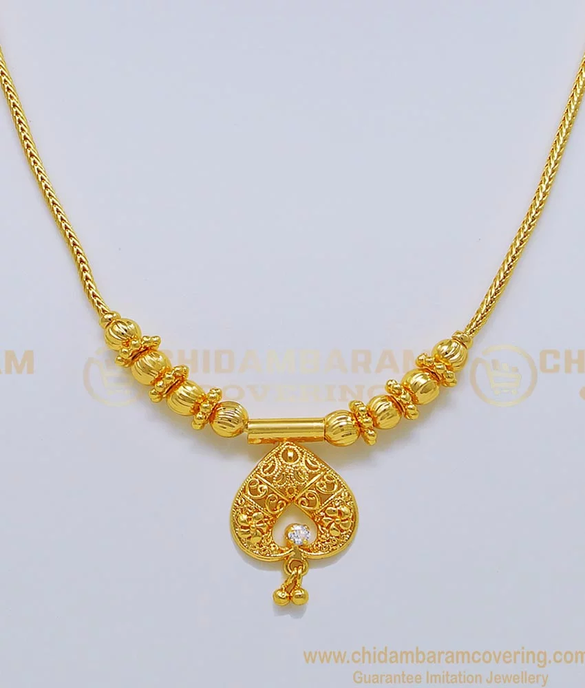 Buy Elegant One Gram Gold Simple White Stone Necklace Design Buy ...