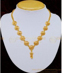 NLC723 - One Gram Gold Sun Flower Model Simple Gold Covering Necklace Design Online Shopping