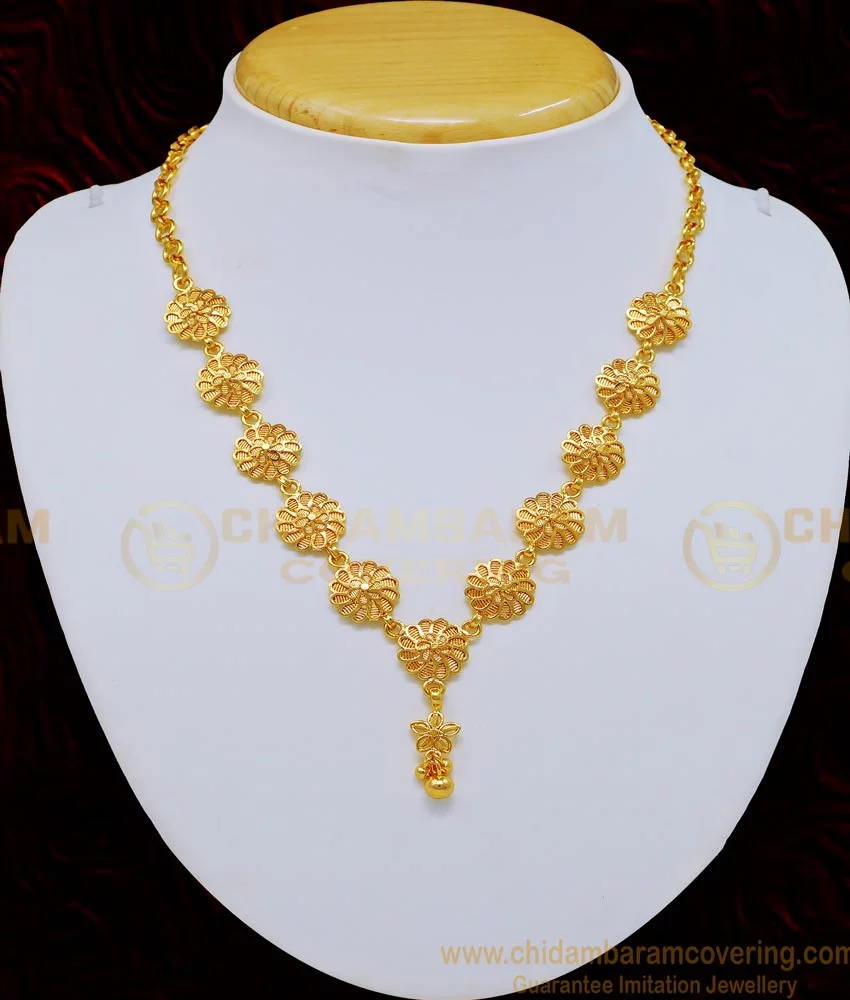 Buy One Gram Gold Sun Flower Model Simple Gold Covering Necklace ...