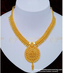NLC747 - Kerala Mullapoo Design Net Pattern Plain Necklace for Women  