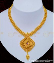 NLC752 - Attractive Bridal Were Stone Necklace One Gram Gold Guaranteed Jewellery Online 