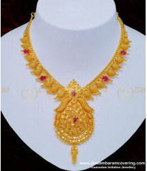 NLC755 - Elegant Look High Quality Ruby Stone Necklace One Gram Jewellery Online