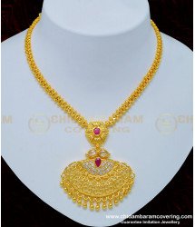 NLC775 - Beautiful Bridal Wear Designer Stone Gold Covering Necklace for Wedding 