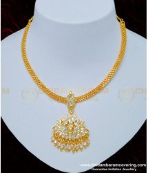 NLC790 - One Gram Gold Gold Design White Stone Dollar Impon Attigai for Women 