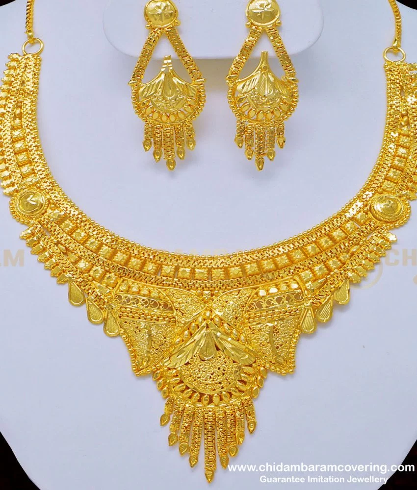 Traditional Double Necklace Set - Golden : Amazon.in: Jewellery