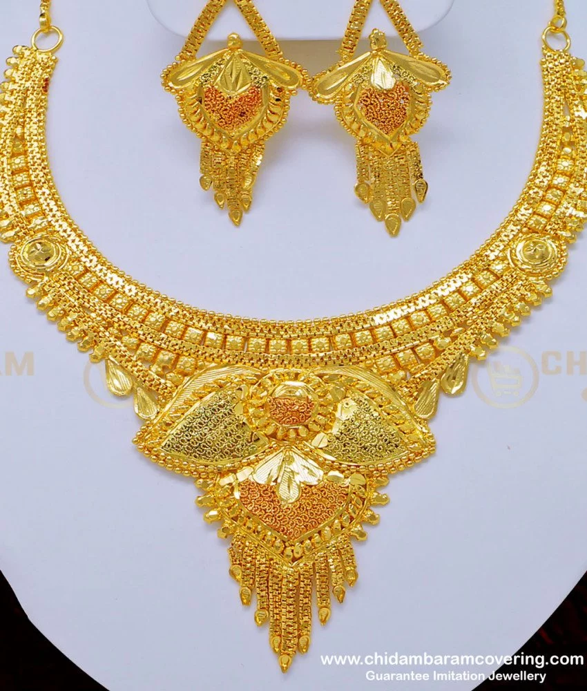 Buy Marriage Bridal Gold Necklace Designs 2 Gram Gold Necklace ...