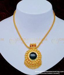 NLC814 - Buy Kerala Style Pink Stone Simple Dollar Green Palakka Necklace Artificial Jewellery