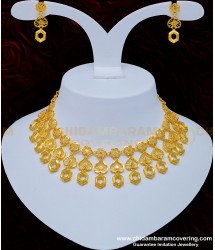 NLC821 - Elegant Marriage Arabic Gold Choker Necklace Set First Quality Imitation Jewellery Online