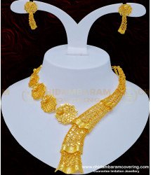 NLC823 - Unique Modern Dubai Jewelry Gold Designer Necklace with Earring Set Online