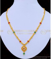 NLC825 - One Gram Gold Green and Red Crystal Balls Necklace for Women 