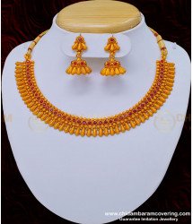 NLC831 - New Model Party Wear Temple Necklace with Earring Temple Jewellery Set Buy Online 