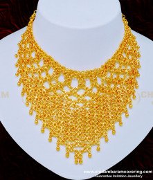 NLC860 - Grand Look Heavy Work Net Necklace Choker Necklace Indian Bridal Jewelry Online