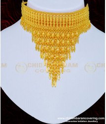 NLC861 - Kerala Style Gold Design Shiny Hanging Net Elakkathali Necklace 1 Gram Gold Bridal Jewelry