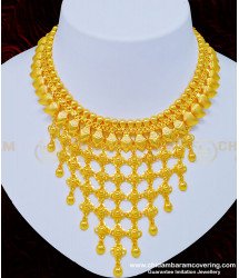 NLC862 - Beautiful Real Gold Look Gold Plated Hanging Net Choker Necklace Kerala Jewellery Online