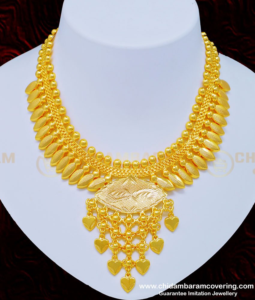 mango mala, mullapoo necklace, pitchipoo necklace, one gram gold kerala jewelry, gold plated kerala jewellery, kerala one gram gold jewellery, 