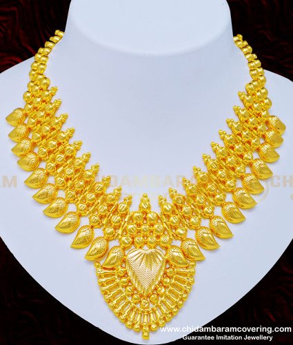 Nlc865 - Bridal Wear Mango Necklace Gold Design Kerala One Gram Gold Jewellery