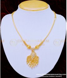 NLC871 - Elegant White Stone Peacock Dollar Necklace Design for Girls 
