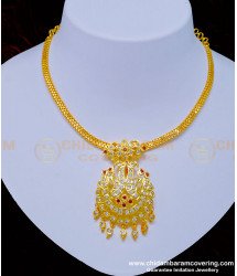 NLC883 - One Gram Gold White and Ruby Stone Dollar Impon Attigai for Women