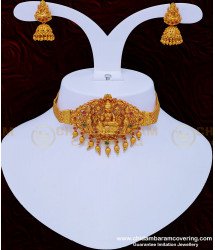 NLC893 - Buy Indian Temple Jewellery Set Choker Necklace with Jhumkas Earring Buy Online 