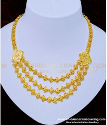 NLC898 - Latest Light Weight 3 Line Necklace 1 Gram Gold Layered Necklace Buy Online