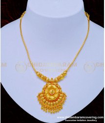 NLC902 - Gold Plated Gold Pattern Flower Dollar with Chain Simple Necklace for Wedding  