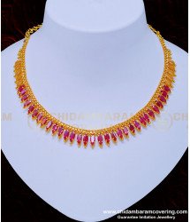 NLC905 - Beautiful Ruby Stone Necklace First Quality One Gram Gold Necklace Buy Online