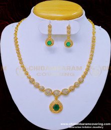 NLC911 - Elegant First Quality American Diamond Party Wear Necklace Set Guaranteed Gold Plated Jewellery