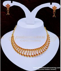 NLC916 - Attractive Party Wear Ruby Necklace Set One Gram Gold Choker Necklace Set for Reception 