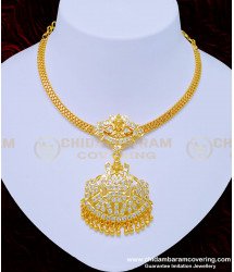 NLC927 - First Quality Impon Lakshmi Dollar White Stone Gold Plated Attigai for Wedding 