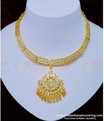 NLC932 - South Indian Wedding Jewellery White Stone Gold Covering Impon Attigai Online 