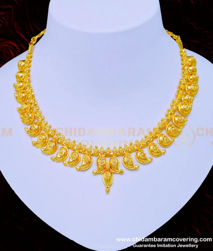 Buy 22Kt Plain Gold Mango Design Fancy Stone Necklace 9VK3782 Online from  Vaibhav Jewellers