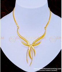 NLC941 - Unique Diamond Stone Sri Lankan Gold Wedding Necklace Design Online