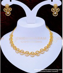 NLC950 - Real Diamond Necklace Design Elegant Finish Party Wear Necklace with Earrings