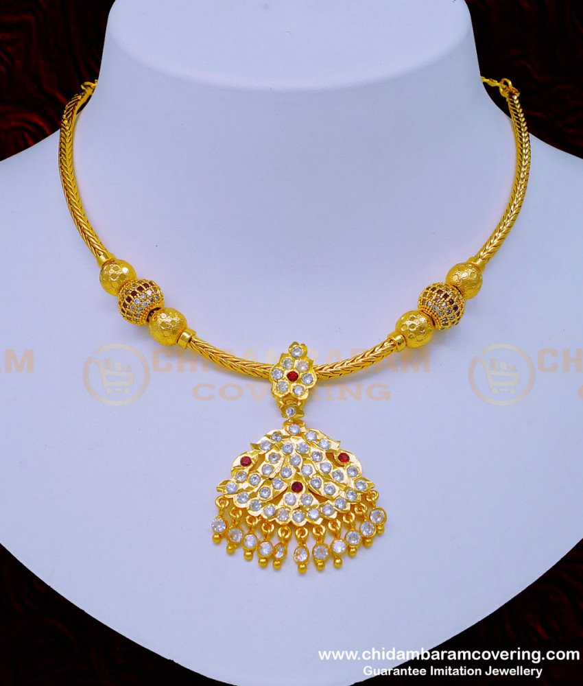 Traditional Indian Fashion Jewelry Online, Chidambaram Gold Covering Necklace, panchadathu jewellery,  