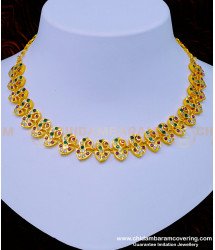 NLC962 - Latest Collection Impon Multi Stone Wedding Jewellery Choker Necklace Online